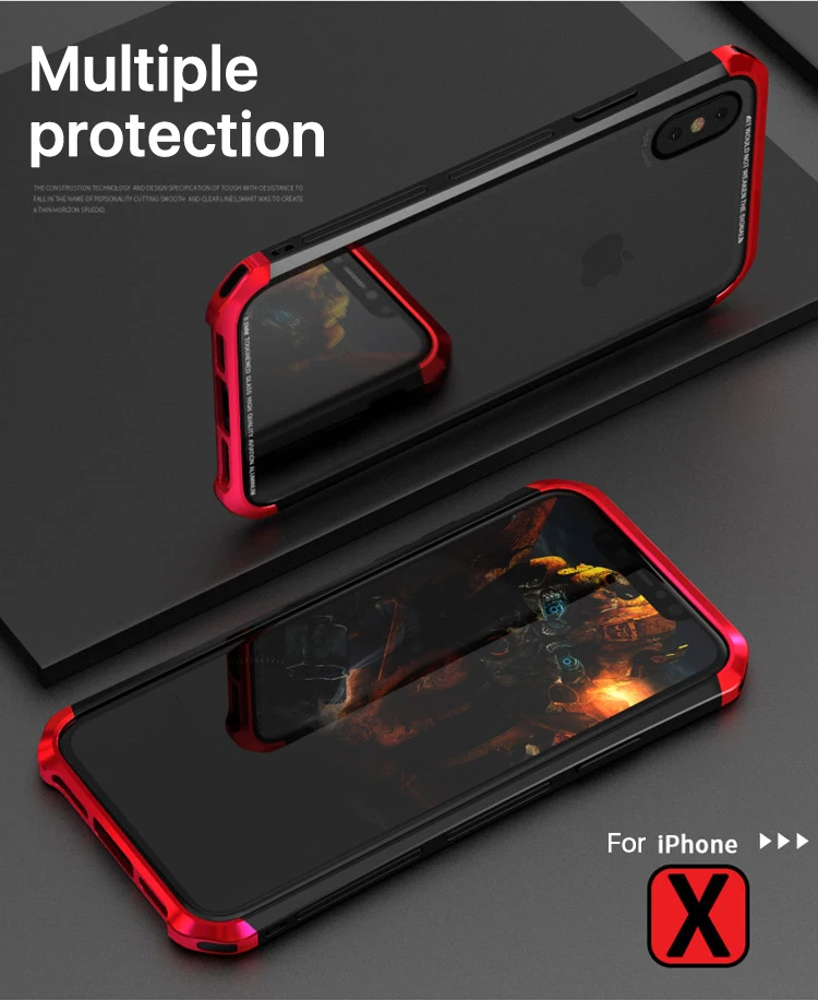 Гибридный защитный противоударный чехол для телефона для iPhone XS XR XS MAX чехол s Роскошный Алюминиевый металлический бампер для iPhone 8 8 7 Plus стеклянный чехол