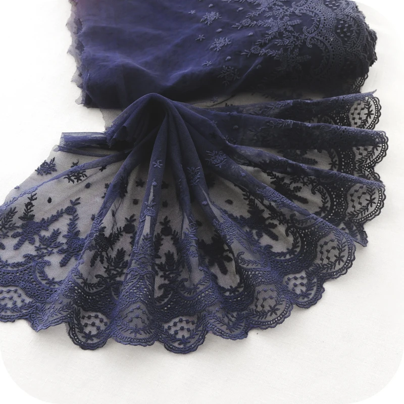 

Dark Blue Ultra Wide Mesh Yarn Embroidery Lace Skirt Hand Accessories