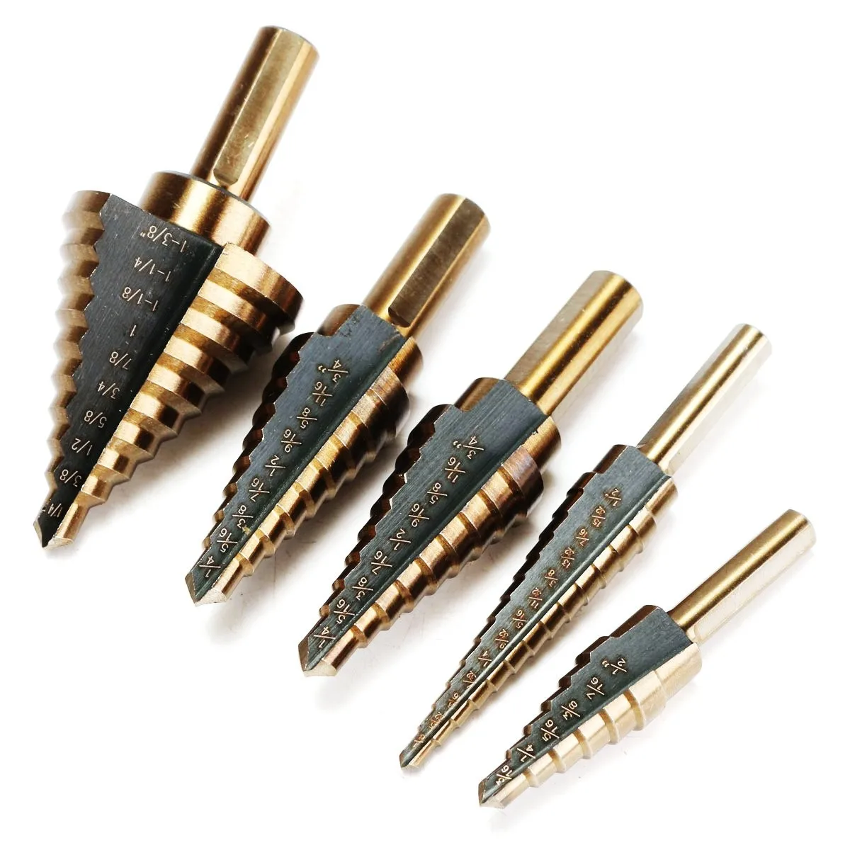 

5Pcs/Set HSS Step Drill Bit Set Cobalt Multiple Cut Hole Woodworking High Speed Steel Metal Drilling Tool Hot Sale