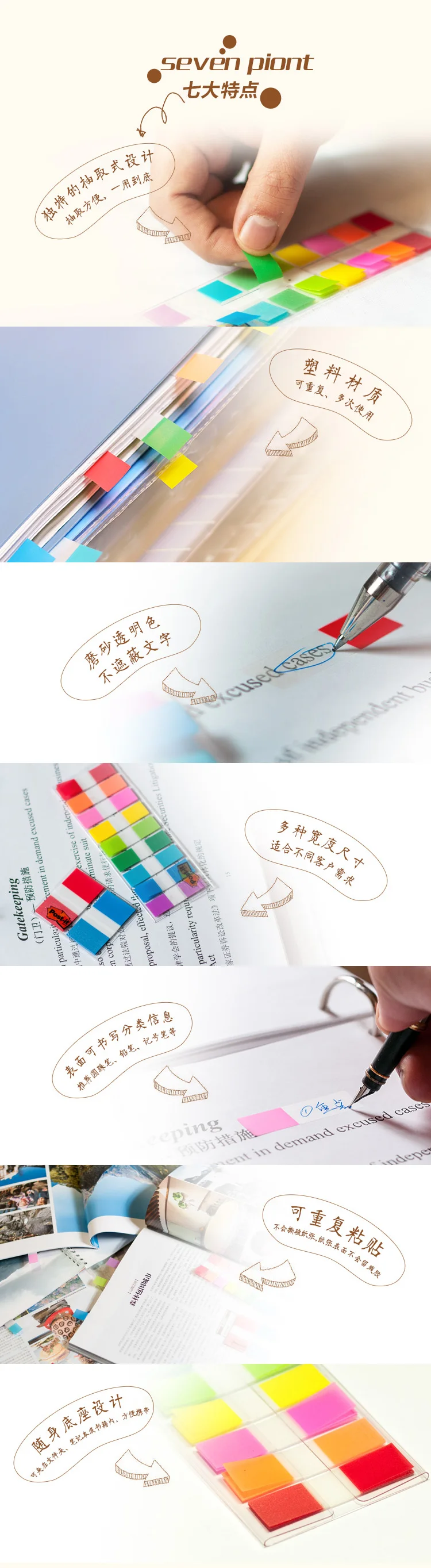 3M Post It Sticky Note 5 цветов* 10 шт. самоклеющиеся страницы флаги записываемый индекс ПВХ прозрачный блокнот для заметок школьные офисные принадлежности 683-5CF