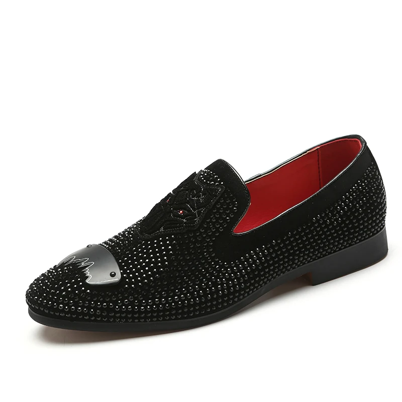 Men's Casual Shoes' Men Shoes' Black Slip-On Big Size Men Shoes 2018 Mens Loafers Rivet Men Shoes Luxury Brand Loafers with Sock