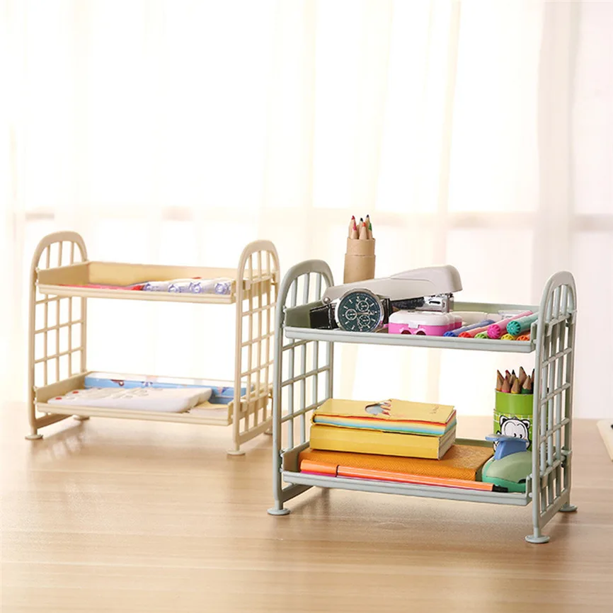 

Space Savers Double Layer Cosmetic Storage Rack Kitchen Bathroom Organizer Decorative Plastic Plate Dropshipping