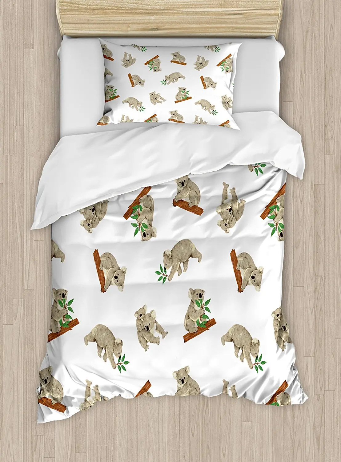 Tropical Animals Duvet Cover Set Koala Pattern Design Mammals Of