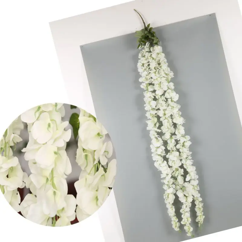 Hot Sale White Wisteria Garland Hanging Flowers For Outdoor Wedding Ceremony Decor Silk Wisteria Vine Wedding Arch Floral Decor