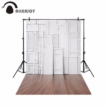

Allenjoy photo backdrops whtie door shutter ladder wood floor photocall photographic photo studio photobooth fantasy