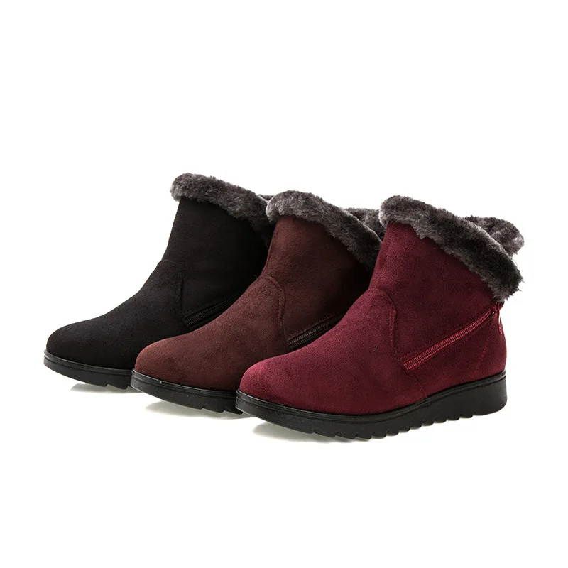 

Women Zip Winter Snow Boots Ladies Warm Fur Suede Ankle Boot Female 2019 Fashion Casual Shoes Comfort Footwear