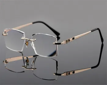 

55-18-140 High Quality Business Men Rimless Diamond Trimming Alloy Gold Presbyopia Optical Anti-fatigue Reading Glasses ZJH1008