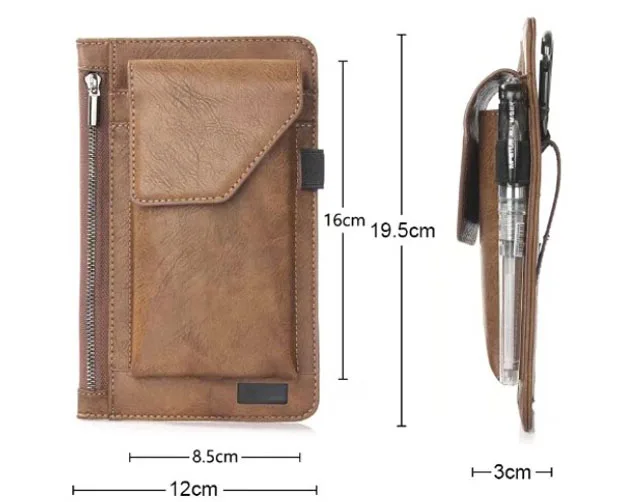 

Hook Loop Belt Clip Card Pouch Dual Mobile Phone Leather Case For Galaxy Note9/A8 (2018)/A8+ (2018),Wiko View/View Prime