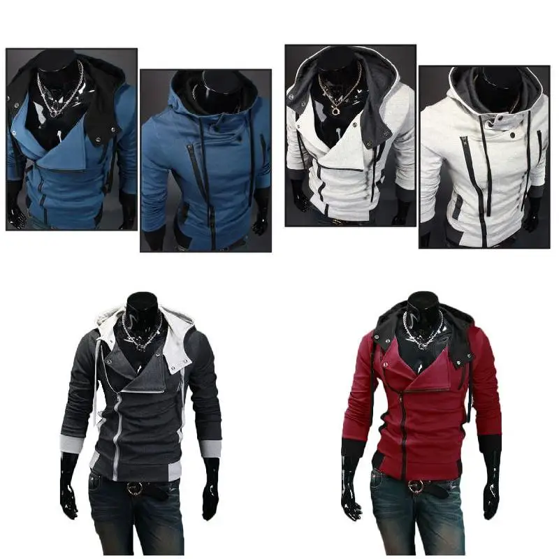 

2019 Newly Droppshiping Men Zip Up Hooded Sweatshirt Slim Fit Autumn Coat Tops Warm Outwear dg88