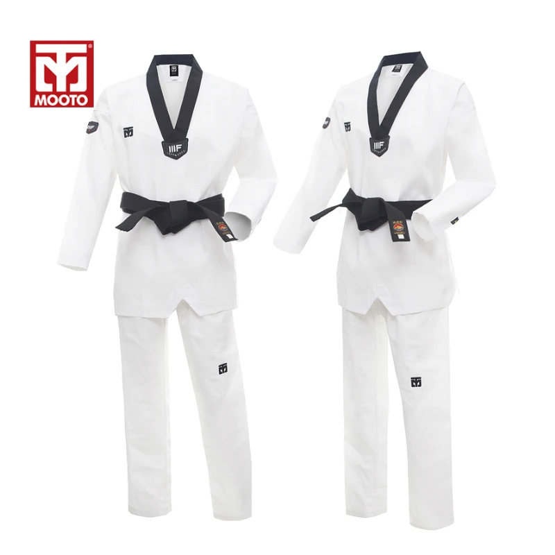 

Mooto TaeKwonDo Dobok Uniform Korea WTF Red Black or Black V-Neck TKD Uniforms Karate Clothes WTF Approved Taekwondo Uniform