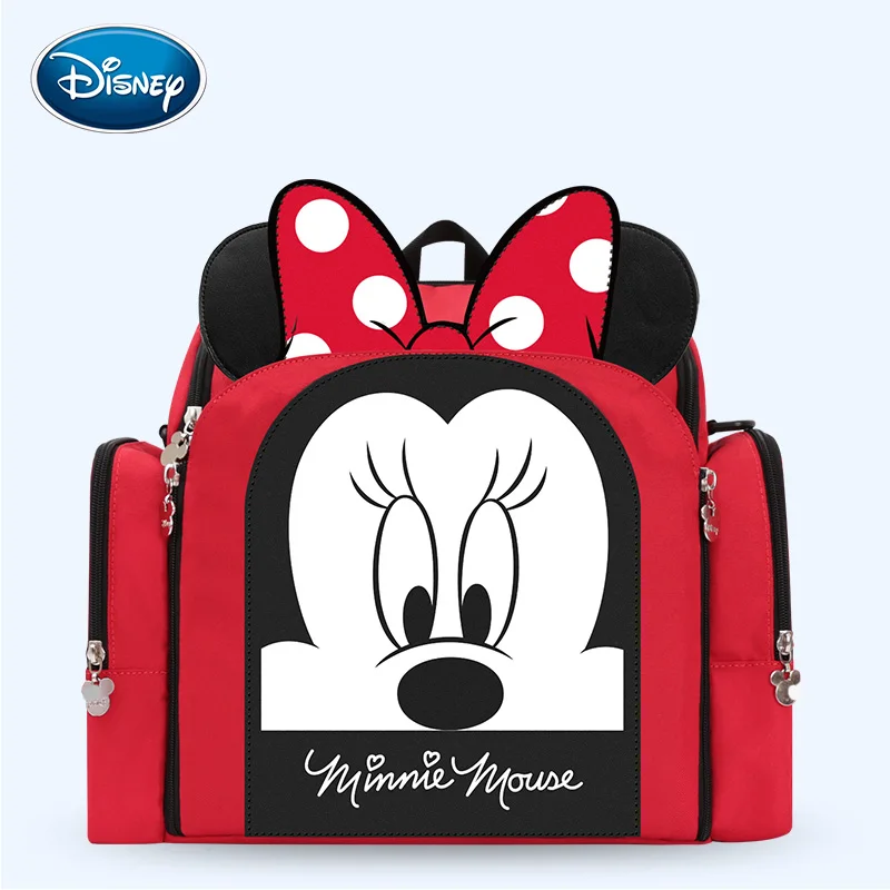 Disney Mummy Maternity Diaper Bag Large Nursing Travel Backpack Designer Sitting Stool Stroller Baby Bag Care Nappy Backpack - Color: Red