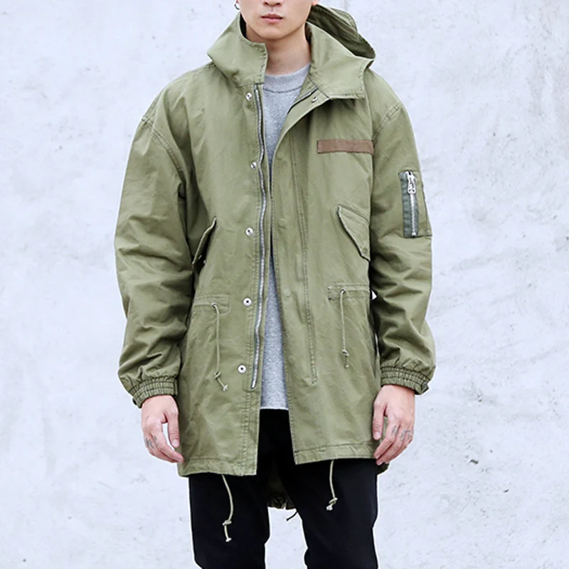 

Europe high street warm Jacket Hip HopWinter Jacket Men Coat fashion 2016 men Black green long army military Casual jackets