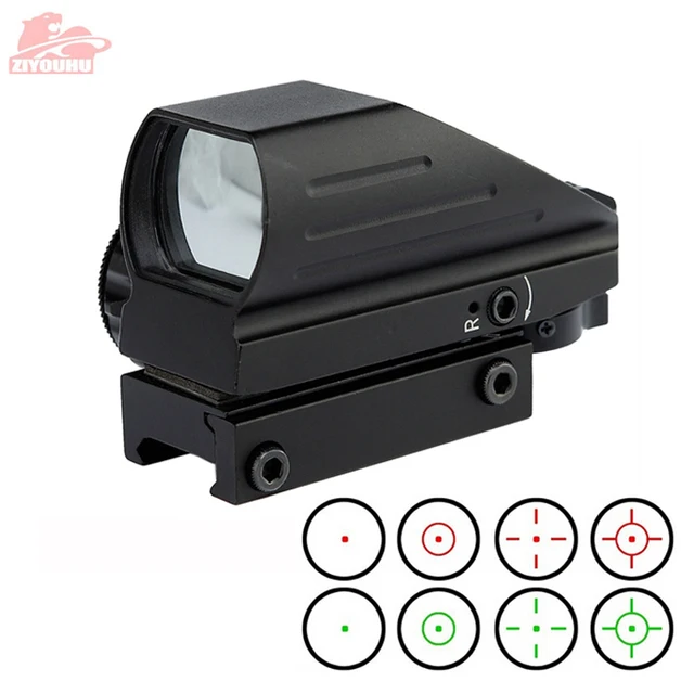 Holographic Red/Green Dot Sight Scope 4 Reticle Reflex Sighting Hunt Optics Tactical Airsoft Riflescope 20mm Rail Mount on Rifle