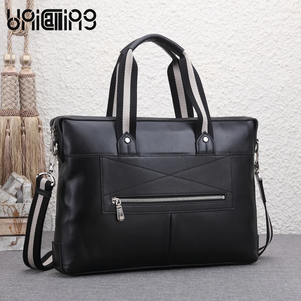 

UNICALLING men briefcase fashion top grade quality leather men business briefcase new style leather male bag business handbag