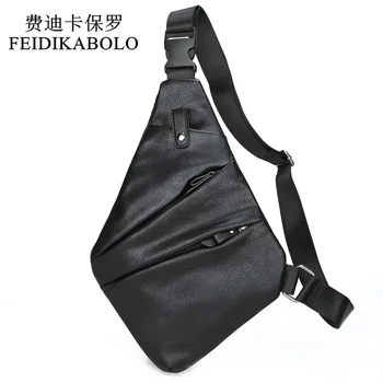 

FEIDIKABOLO Men Leather Chest Bags Men Crossbody Bolsas High Quality Chest Pack Mens Shoulder Bag Male Small Cell Phone Flap Bag