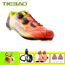 Tiebao sapatilha ciclismo, обувь для шоссейного велоспорта из углеродного волокна, Ультралегкая обувь для шоссейного велосипеда, самофиксирующаяся обувь, велосипедные кроссовки
