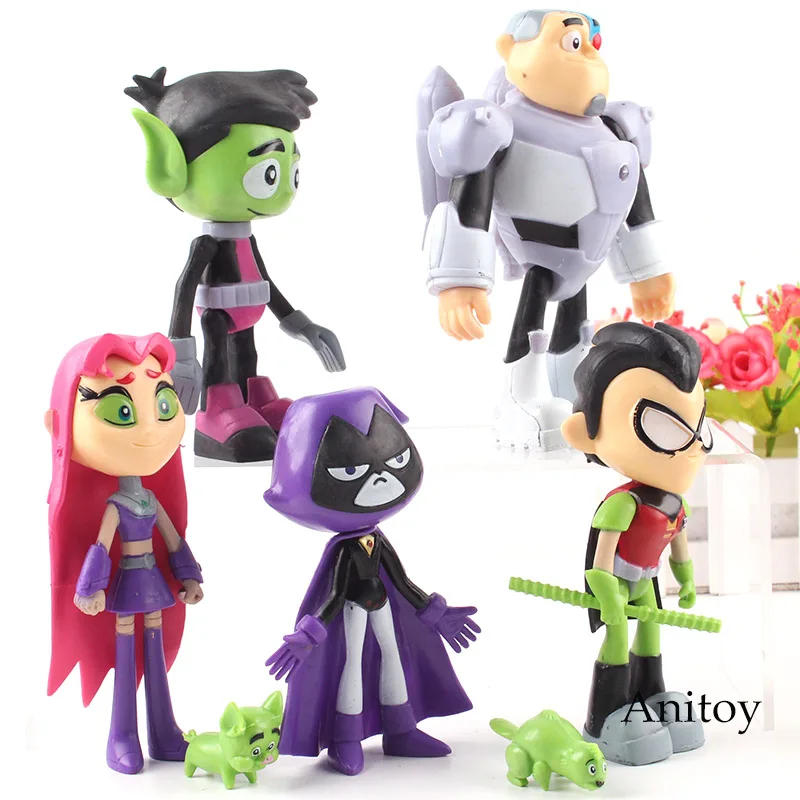 

7pcs/set Go Robin Starfire Cyborg Beast Boy Raven Silkie Figure Action PVC Kids Girl Boy Christmas Gift Figures Toys