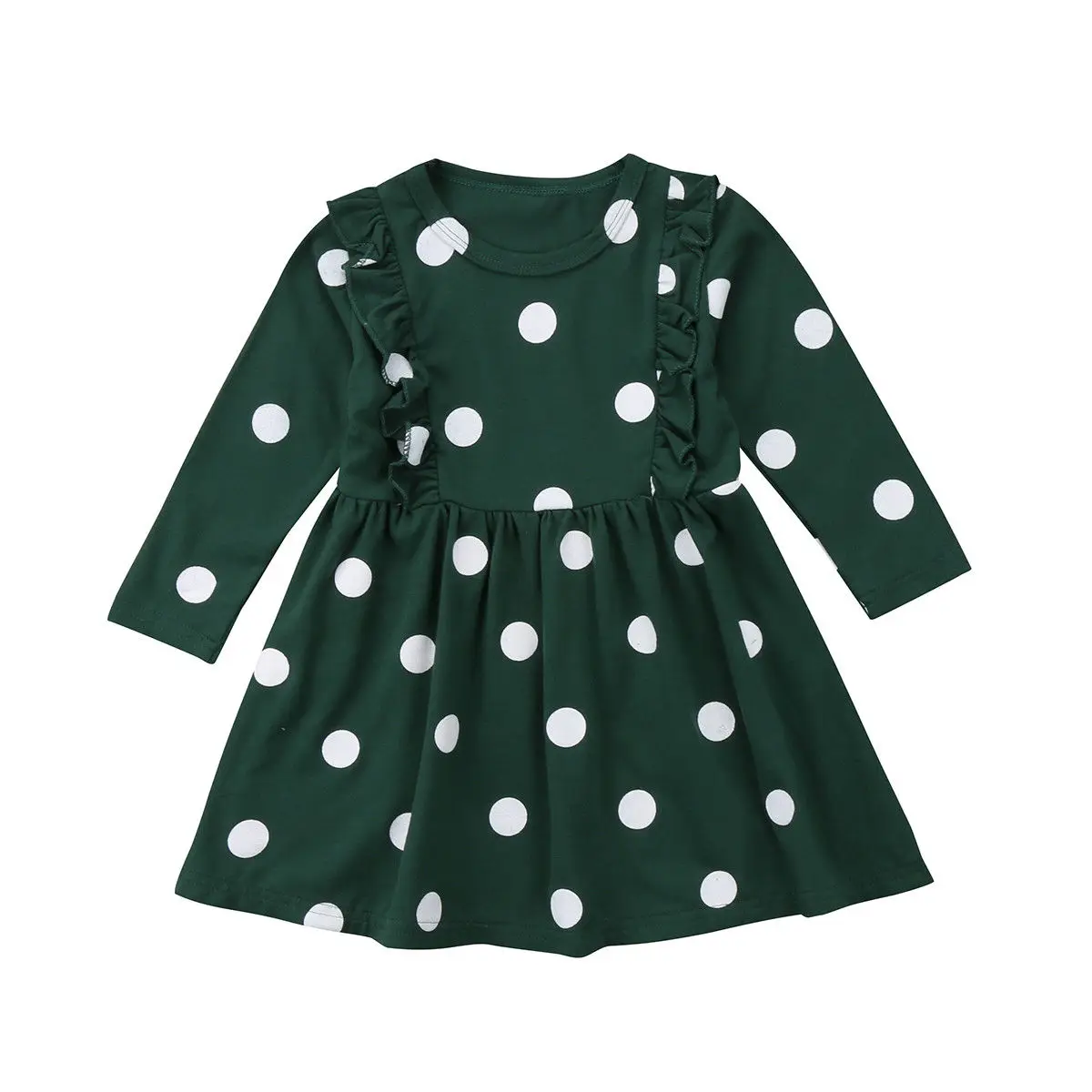 

Toddler Baby Girl Dress Long Sleeve Polka Dot Party Pageant Tutu Ruffles Dress New Fashion Children Clothes