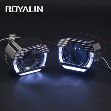 ROYALIN автомобильный Стайлинг дневной ходовой светильник линзы проектора bi xenon 2,0 дюймов W/DRL светодиодный ангельские глазки кольца для автомобильные лампы головного света H4 H7