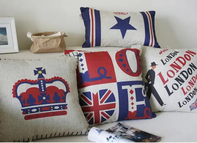 النمط البريطاني لندن القطن وسادة وسادة الموضة بوهيميا وسادة ل مكتب المنزل سائد أريكة 4 قطعة/الوحدة