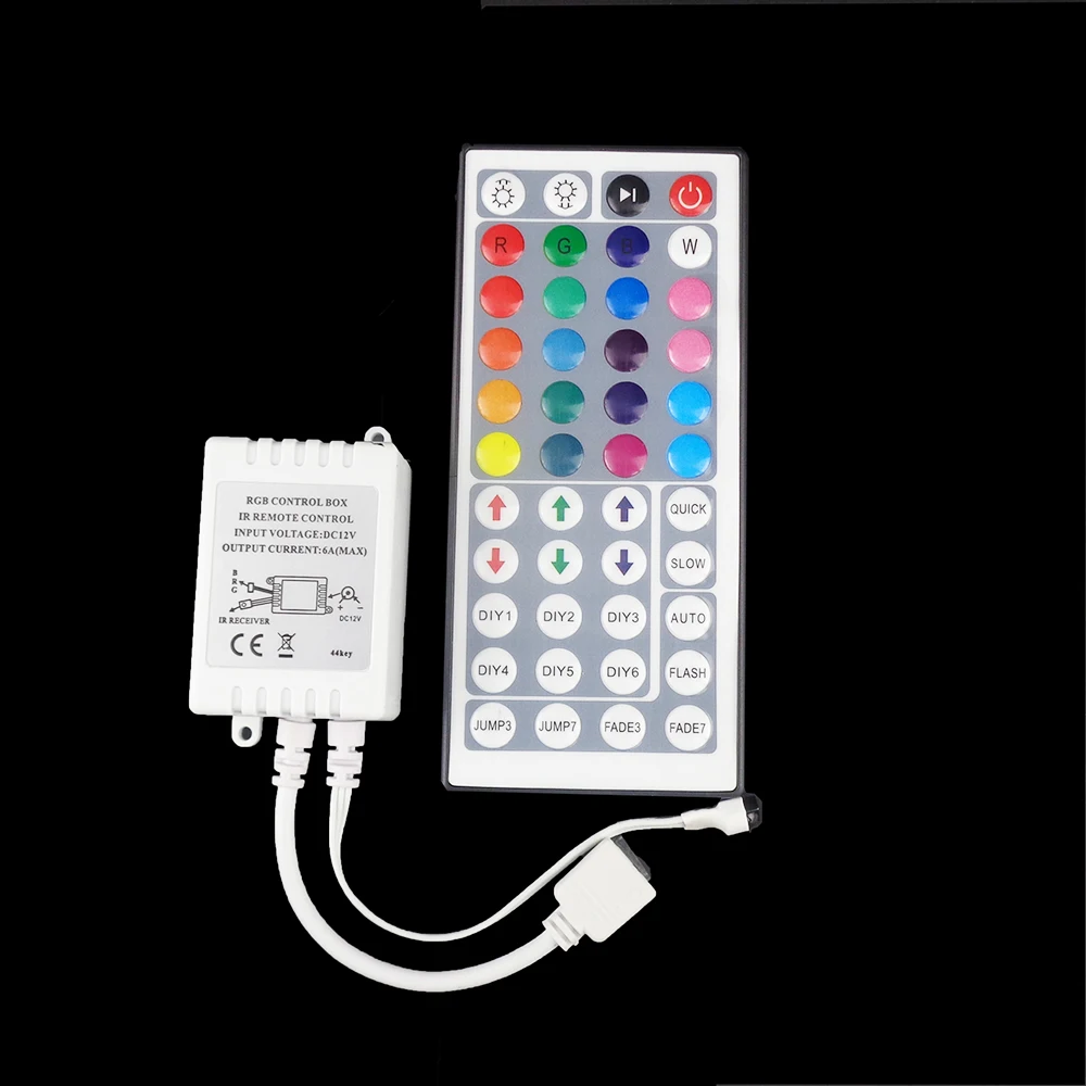 buy 1pcs RGB Remote Controller Led Dimmer with IR Remote 44 Keys DC12V 6A LED IR for 3528 5050 RGB LED Strip Lights easy use IQ
