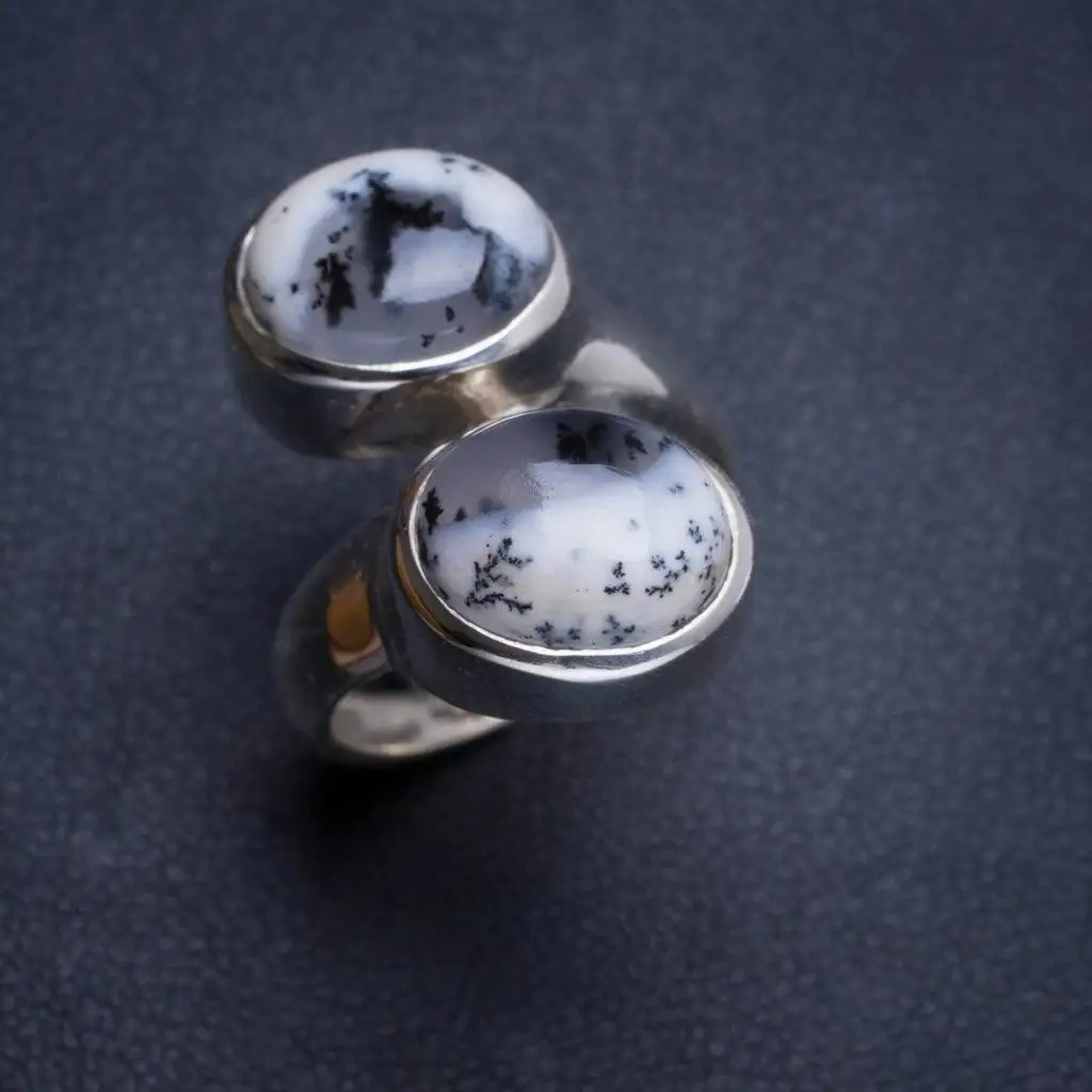 

Natural Dendritic Opal Handmade Unique 925 Sterling Silver Ring 5.75 Y4686