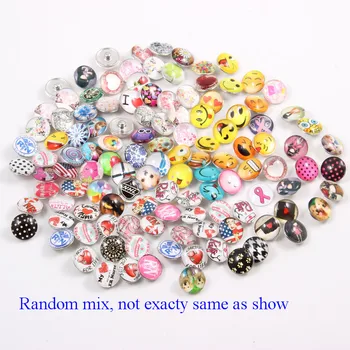 

Hot Sale 100pcs/lot Over 2000 Style Can Mixed Different Designs Fashion 18mm Glass Snap Button For Snap Button Jewelry