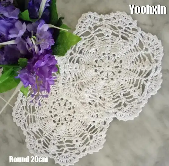

Modern Round cotton placemat cup coaster mug kitchen wedding table place mat cloth lace Crochet tea coffee doily Plate pan pad