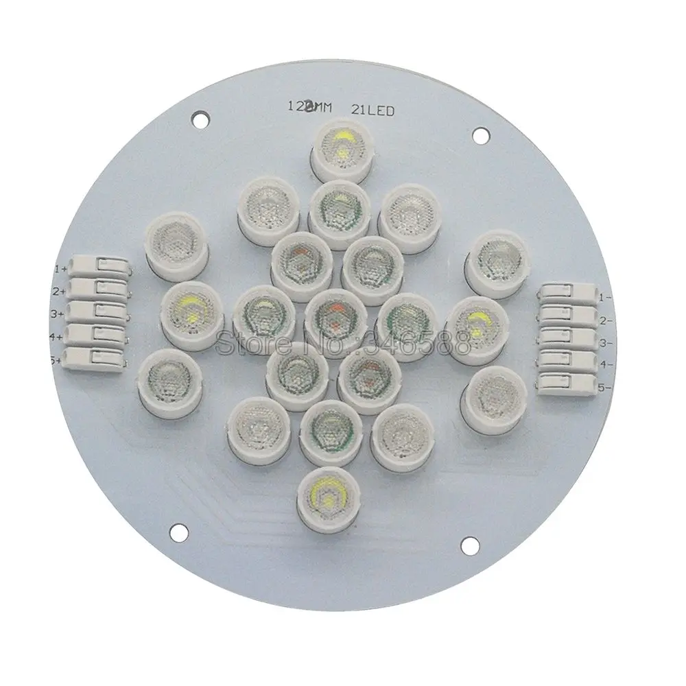 5 каналов 21 светодиод Cree+ Epileds светодиодный коралловый излучатель лампа светильник с 13 мм Мороз или прозрачные линзы набор для DIY аквариума светодиодный светильник