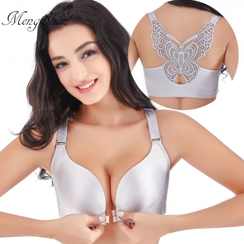 

Front buckle bra Large size without steel ring Fat mm gather Bra to prevent sagging Thin traceless plus size bra underwear lady