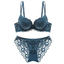 Новинка, сексуальный кружевной бюстгальтер с цветочной вышивкой, тонкий толстый двойной плечевой ремень, комплект с бюстгальтером, глубокий v-образный вырез, уплотненный женский комплект нижнего белья с эффектом пуш-ап