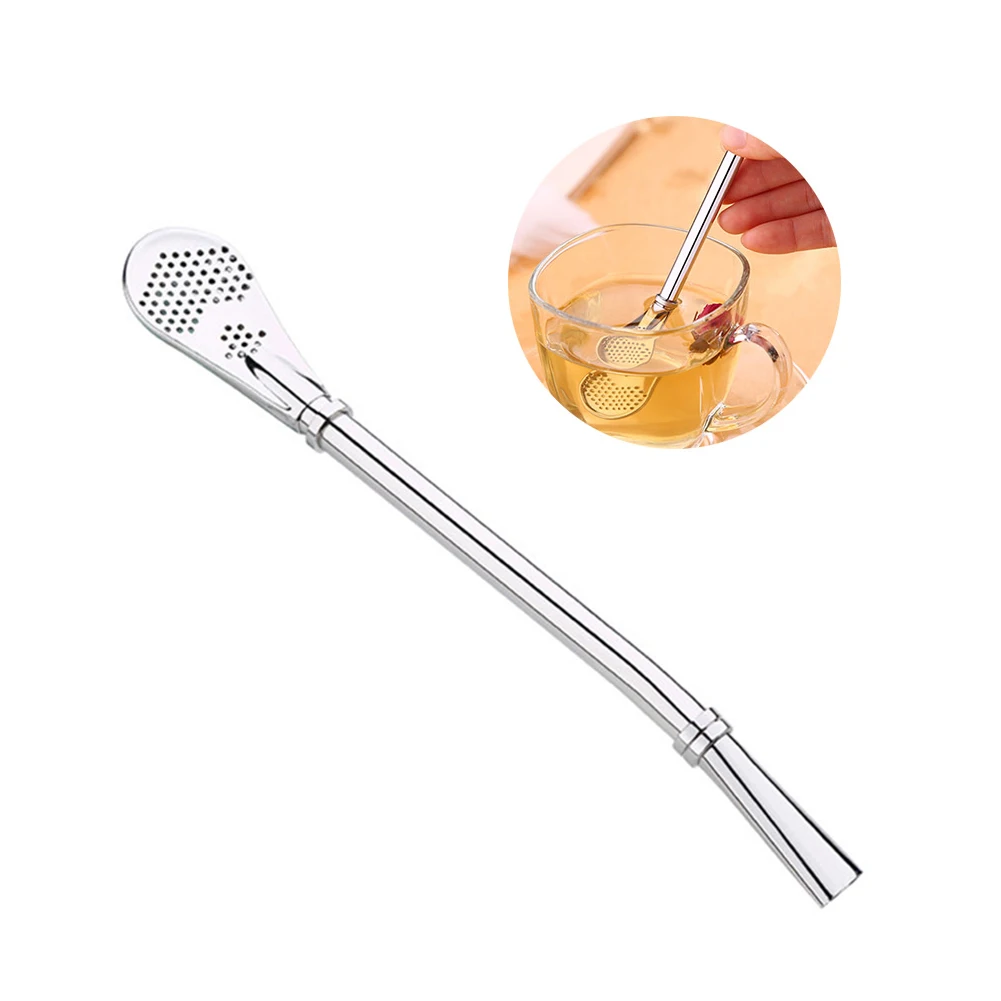 Straw Spoon Filter Stainless Steel Multifunction Tea Strainer Bombilla