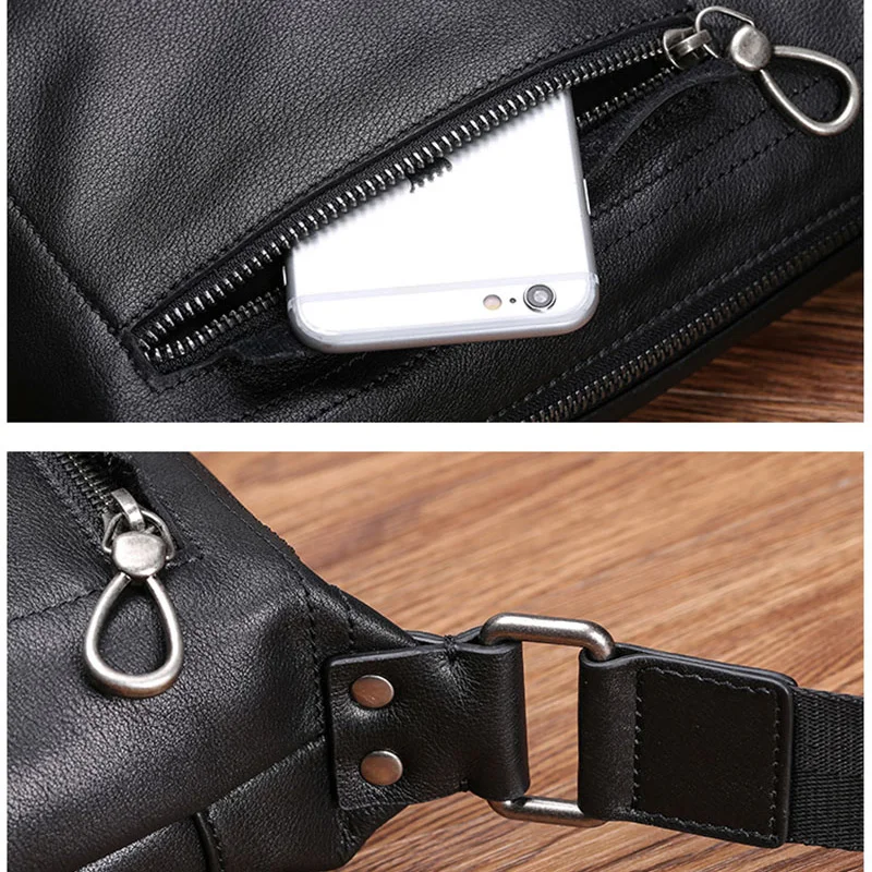 AETOO Men's leather shoulder bag, soft skin trend fashion casual horizontal bag, head layer cowhide oblique cross male bag