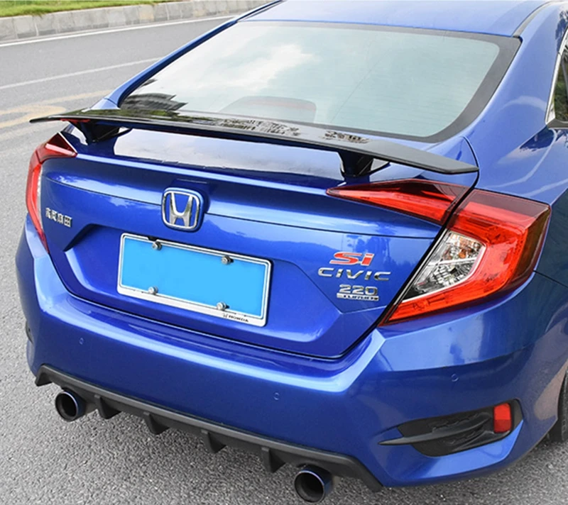 

SHCHCG For Honda Civic Spoiler 2016 2017 ABS Plastic Unpainted Primer Color Rear Spoiler Rear Trunk Lip Wing Car Accessories