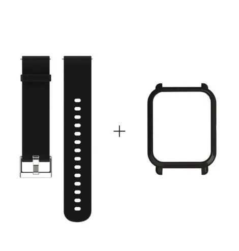 Mijobs 20 мм силиконовый ремешок Браслет защитный напульсник чехол Чехол бампер для Xiaomi Huami Amazfit Bip бит Смарт часы - Цвет: Black