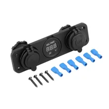 Newest 1Pc Car Cigarette Lighter 12V Dual Socket USB Adapter Charger Digital Voltmeter Newest Drop Shipping