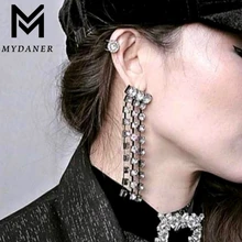 MYDANER New Full Rhinestone Vintage Tassel Earrings Drop Earring Fashion Long Tassels Rhinestone Luxury Wedding Jewelry Brincos