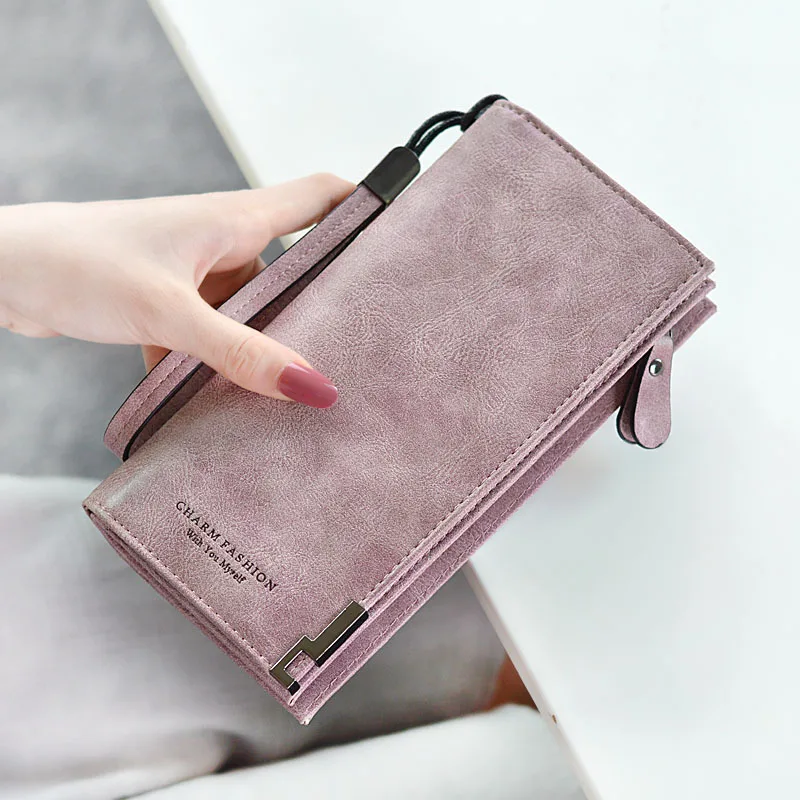 CHALLEN Women Wallet Wristlet Leather Female Top Quality Long Credit Card Holder Organizer Purse Ladies Clutch Wallet Carteras