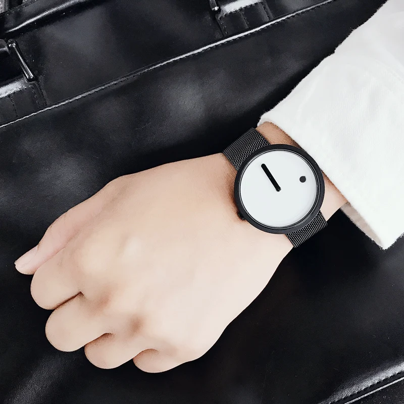 Подарок Enmex черный и белый минималистичный стиль наручные часы Креативный дизайн точка и линия простой стильный с кварцевые модные часы