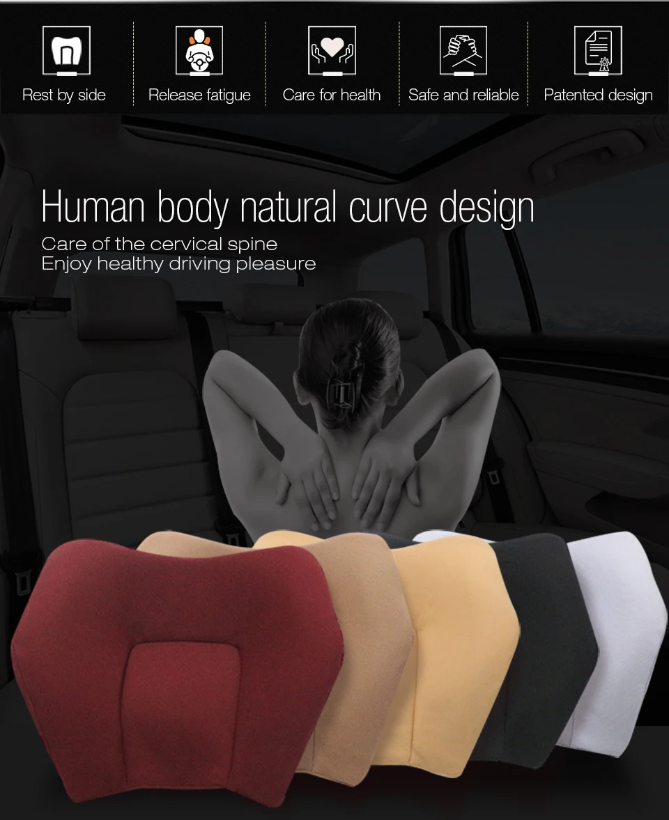 1 шт., удобные подушки с эффектом памяти на заднем сиденье автомобиля, подголовник, подушка для головы, поддержка сна, подушки для Audi Volkswagen, универсальные