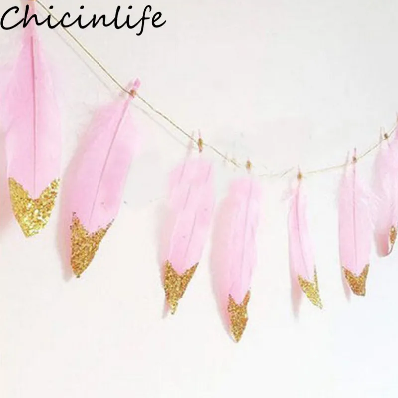 

Chicinlife 2M Goose Feather Garlan Banner Bridal Baby Shower Bedroom Home Wall Wedding Teepee Party Birthday Decoration Supplies