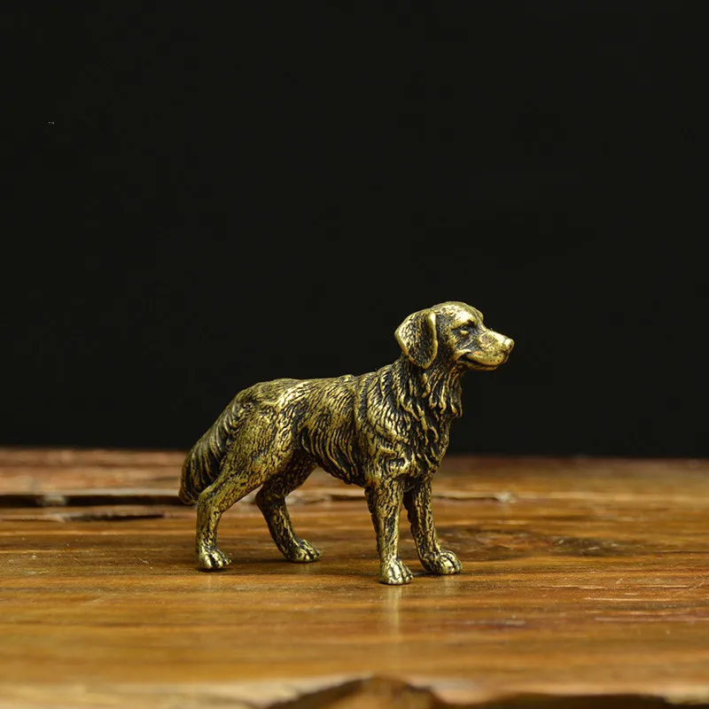 Маленькая Бронзовая статуя lucky dog Чистая медь Wangcai desktop маленькие украшения древний метод литья ретро