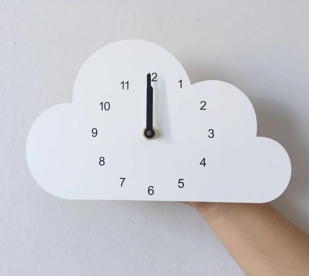 Buy Nordic Style Nursery Clock Wooden Cloud Clock Wall