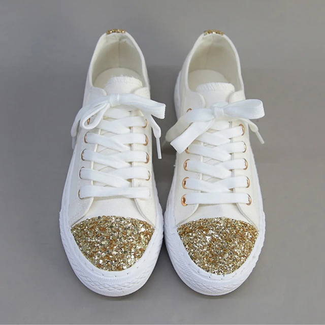 Summer Canvas scarpe oro Powder Bling Low Top Casual Donna'S Flat Summer Canvas scarpe Powder oro Powder scarpe Bling Low Top Casual Donna'S Flat 5436da