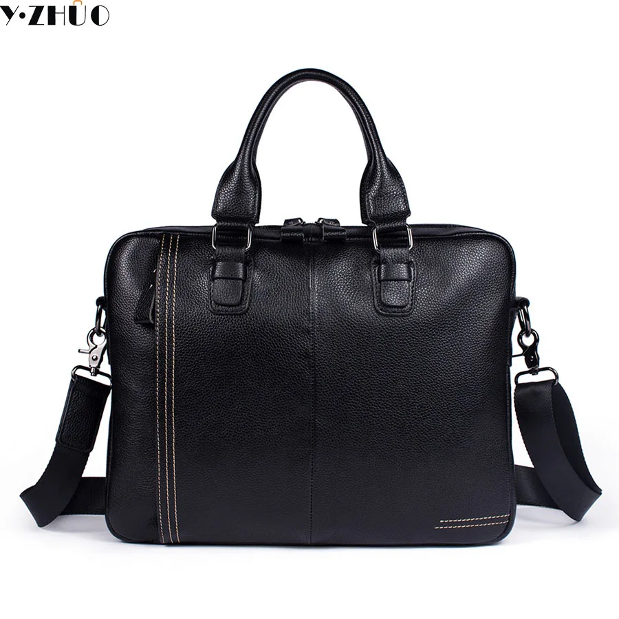 

2018 New Fashion cowhide male commercial briefcase /Real Leather vintage men's messenger bag/casual Natural Cowskin Business bag