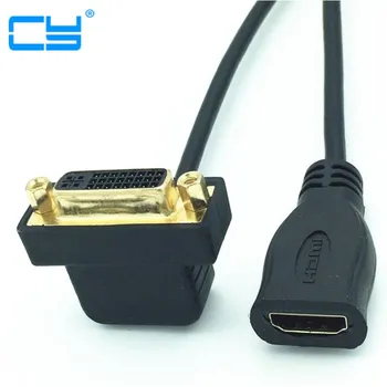 

High Speed HDMI Female to DVI 24+5 Female 90 Down angled DVI Cable Adapter for Projector Laptop TV 30cm 1ft