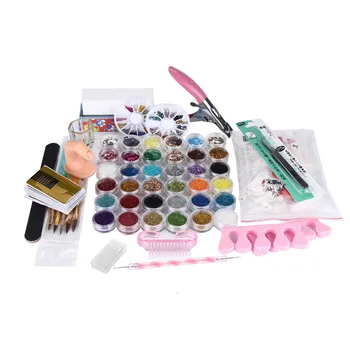 

New Women 36 Acrylic Glitter Nail Art Brush Powder Nail Set Tips Nail Tools