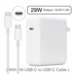 Новый ноутбук зарядное устройство AC мощность Chargeur 29 Вт 14,5 в 2A 1 м Тип usb C кабель ЕС США мощность шнур оптовая продажа для нового Macbook планшеты