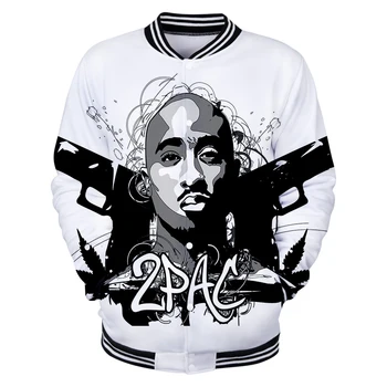 

2PAC 3D jacket K-pops Casual comfatable Print Harajuku 2019 Hot Sale Women and men Long Sleeve Baseball Jacket plus size 4XL