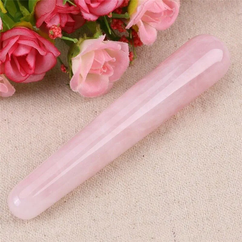 

Natural Rose Quartz Crystal Healing Massage Wands Stone Massage Reiki Stick US
